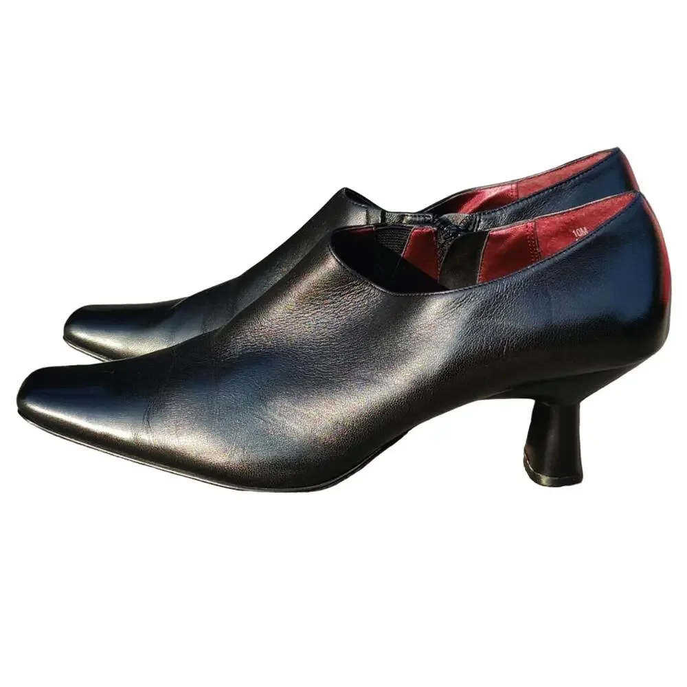 Vintage black leather Y2K Booties sz 10 by linea roma